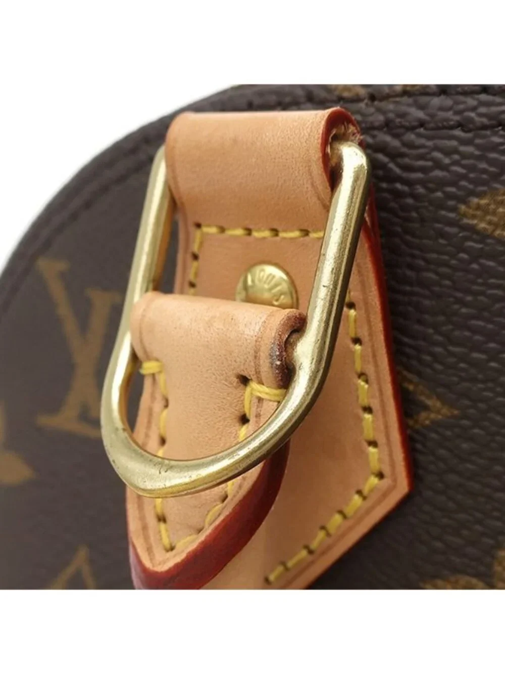 Louis Vuitton 2-Way Bag Alma BB Monogram Canvas Gold Brown Handbag Padlock